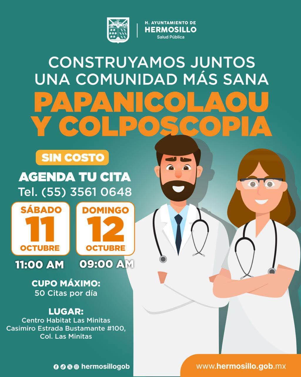 Llevará Gobierno Municipal jornada gratuita de papanicolaou y colposcopía en las Minitas 