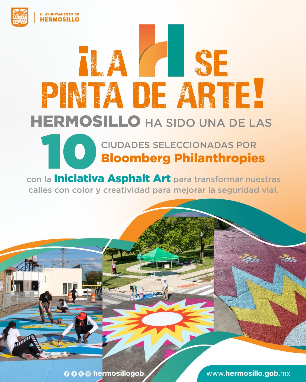 Anuncia Toño Astiazarán premio internacional de Bloomberg Philanthropies para revitalizar con arte urbano las calles del centro de Hermosillo 