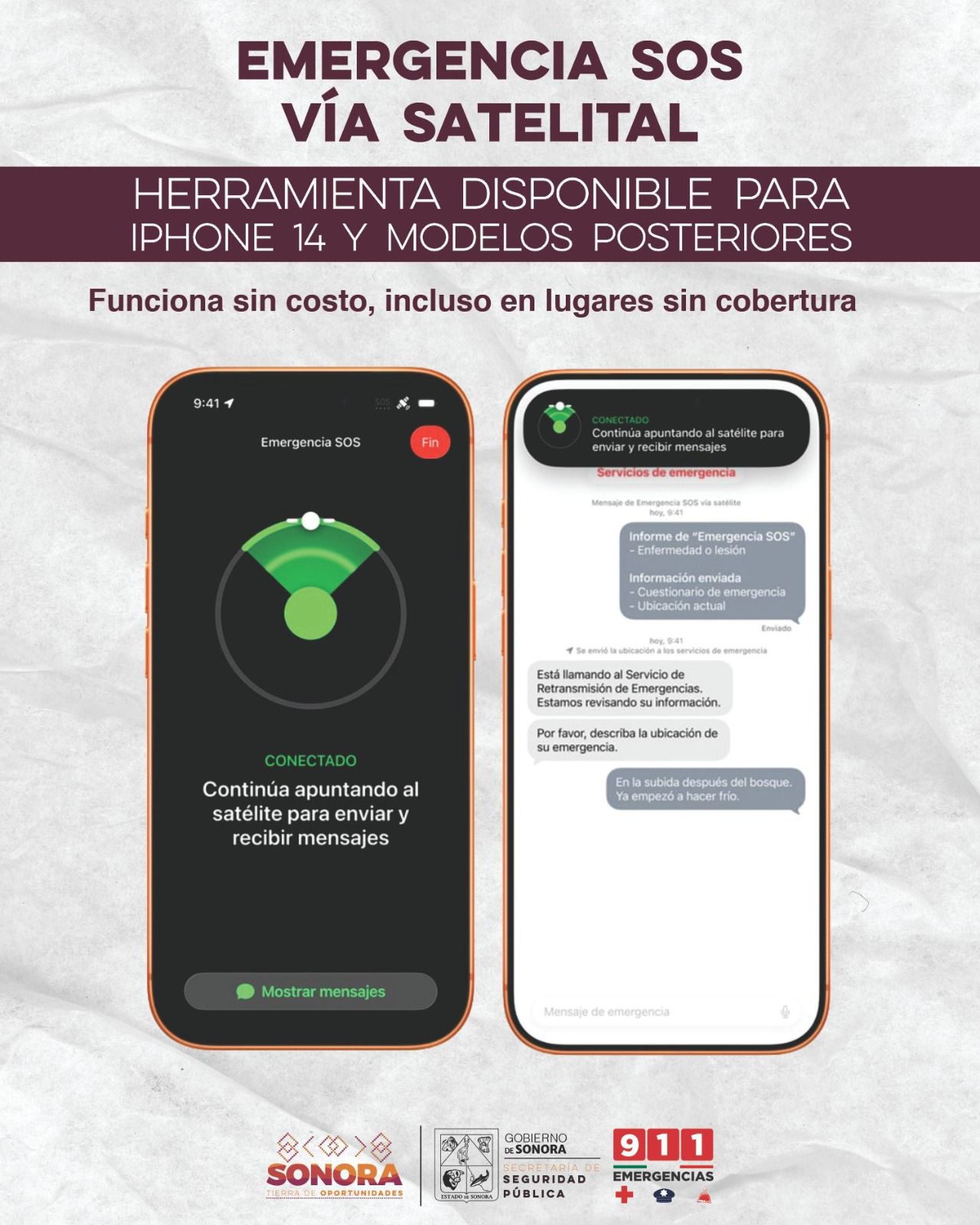 9-1-1 Sonora realiza la primera atenci&oacute;n en M&eacute;xico del servicio "Emergencia SOS" satelital