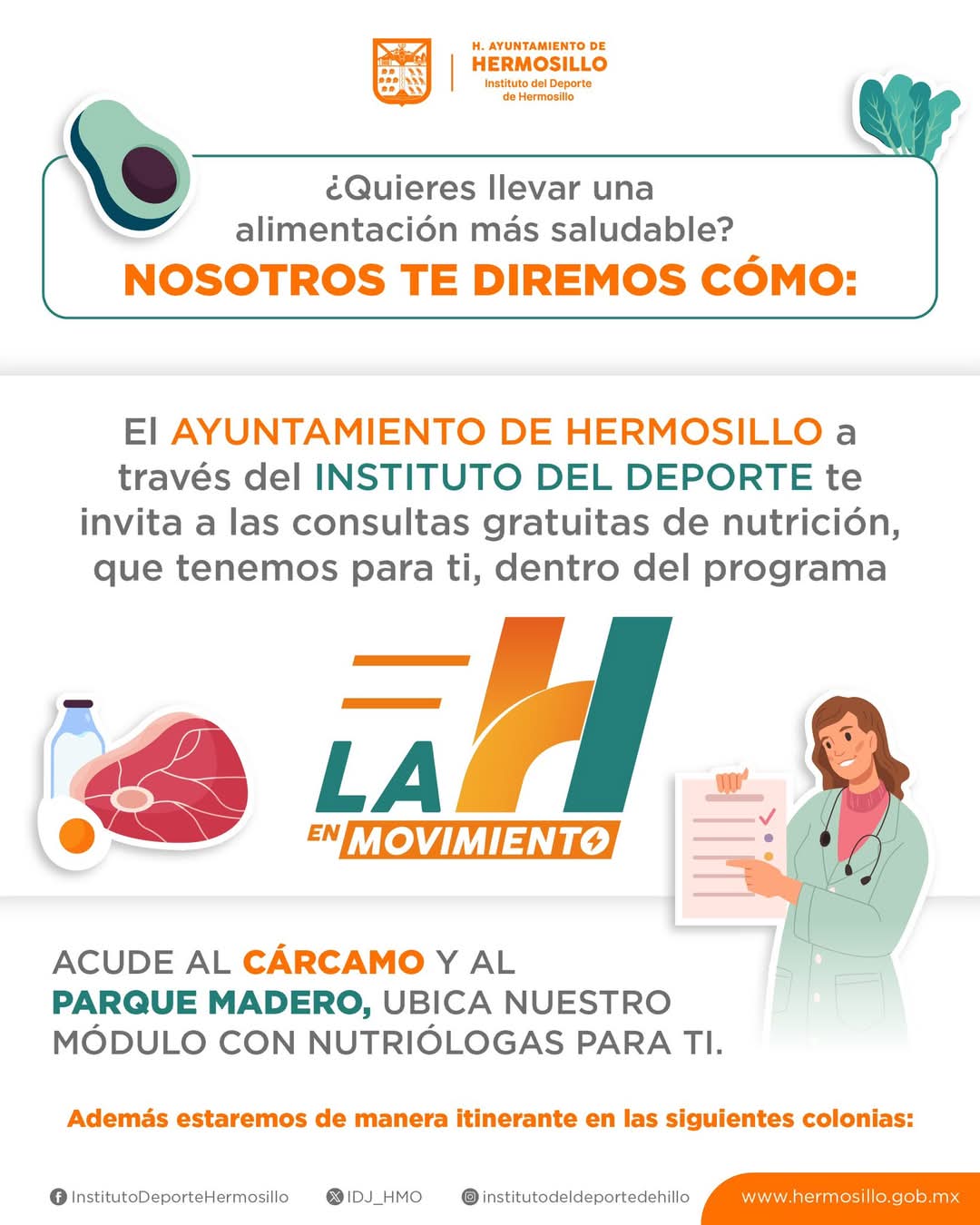 Ofrece Ayuntamiento de Hermosillo Consultas de nutrición gratuitas con la "H en Movimiento"