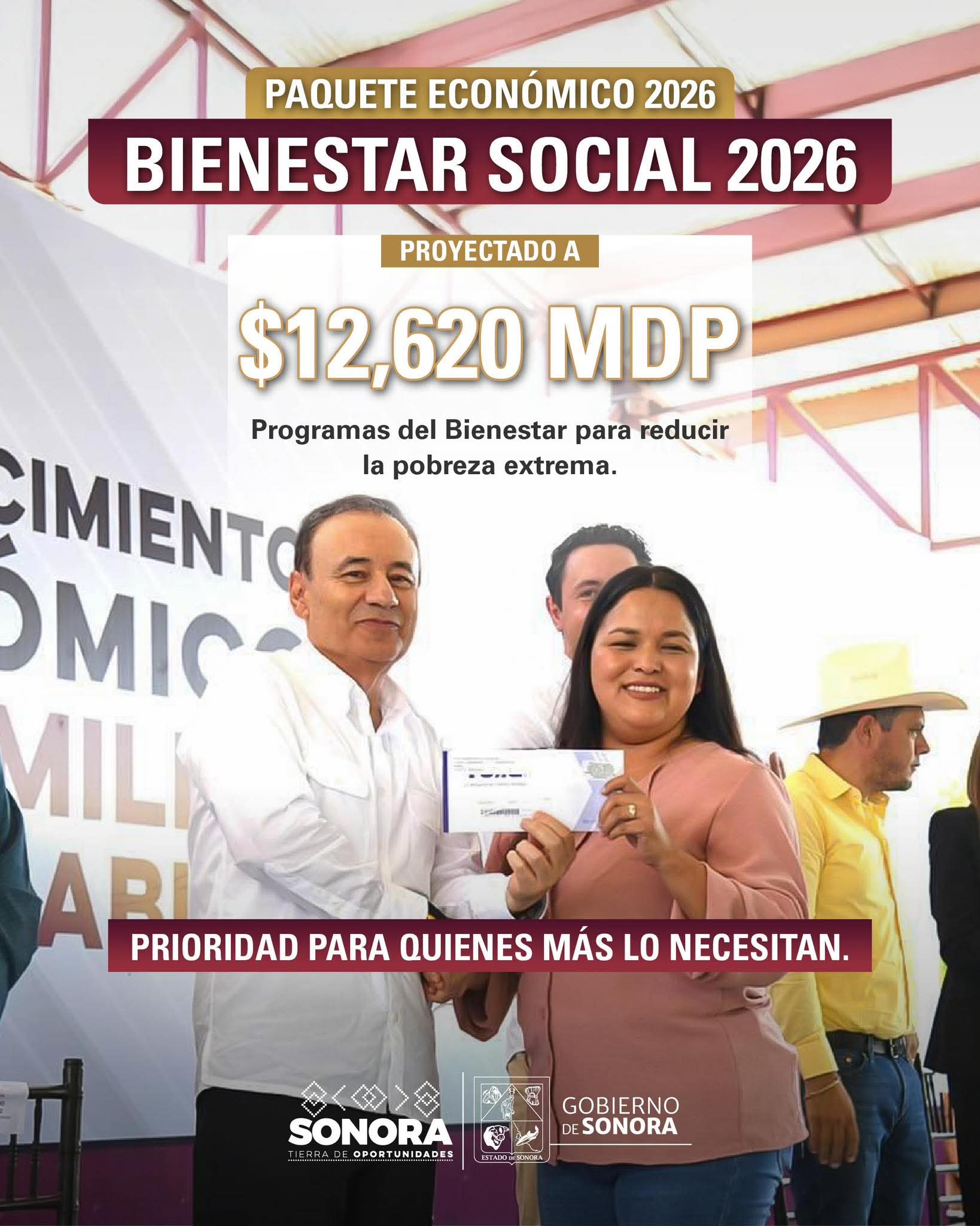 Presupuesto hist&oacute;rico para Sonora de 12, 620 millones para Bienestar Social 