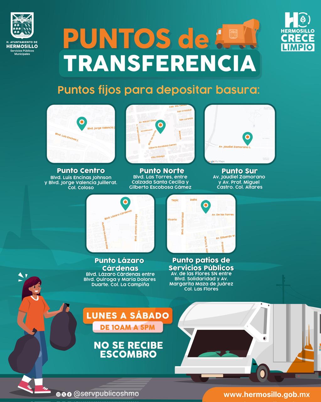  Cuenta Ayuntamiento de Hermosillo con cinco Puntos de Transferencia  para depósito de basura 