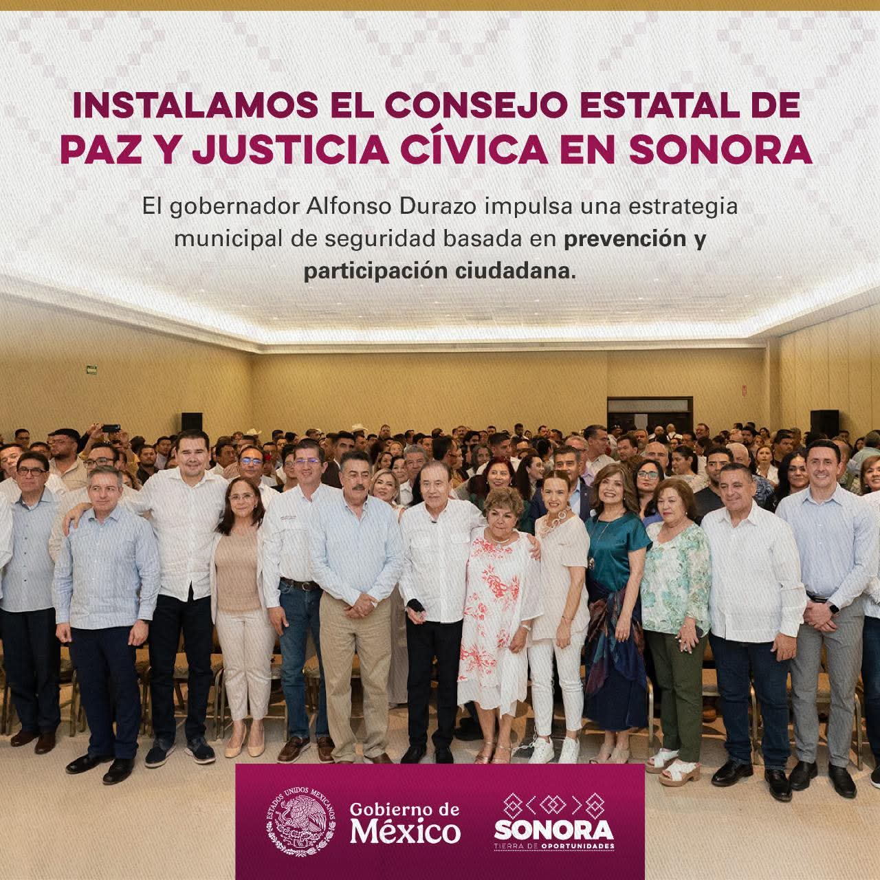 Alfonso Durazo y Rocio Barcena realizaron la instalación del Consejo Estatal de Paz y Justicia Cívica en Cajeme 