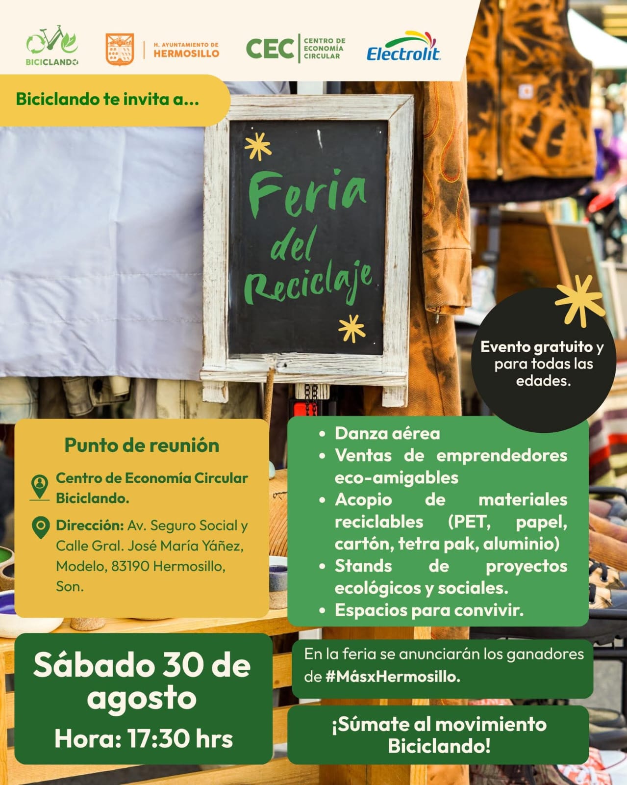 Realizará Gobierno de Hermosillo Feria del Reciclaje como parte de las acciones del Programa Biciclando 